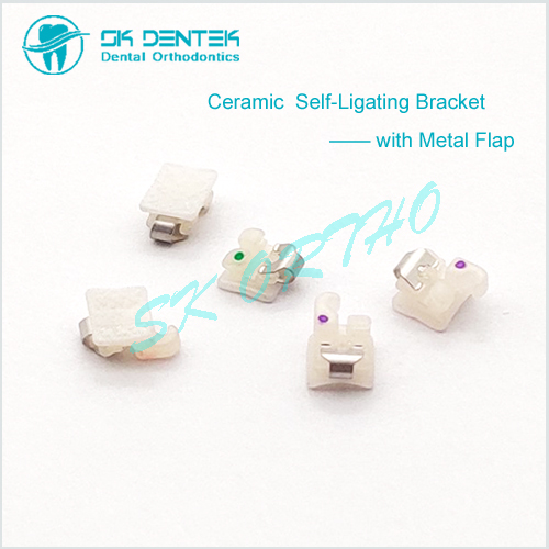 Orthodontic Ceramic Self-Ligating Bracket with Metal Flap