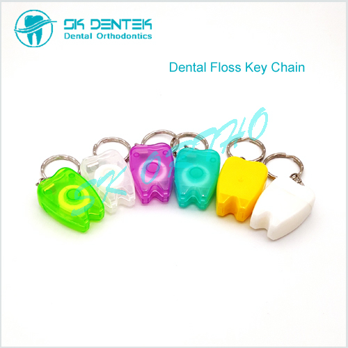 Tooth Shape Dental Floss Key Chain Style 