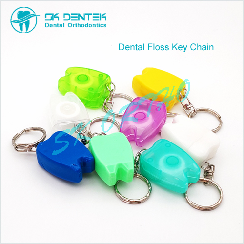 Tooth Shape Dental Floss Key Chain Style 