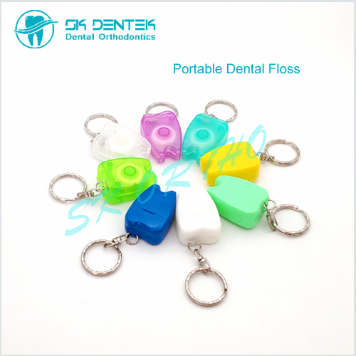 Tooth Shape Dental Floss Key Chain Style 