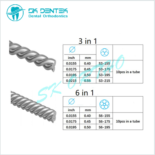 Orthodontic Twist Wire Stainless Steel Dental Lingual Twist Retainer Wire 3 Strand 6 Strand 