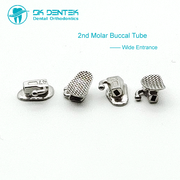 2nd Molar Buccal Tube Bondable Mesh Base Buccal Tube Non-convertible Ortho Tubes with Big Funnel Entrance