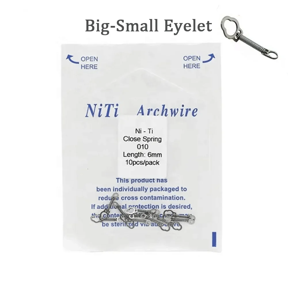 Orthodontic Niti Closed Coil Spring Dental Niti Closed Spring with One Big Eyelet and One Small Eyelet